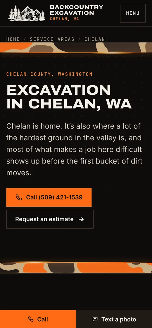 The Chelan town page on a phone